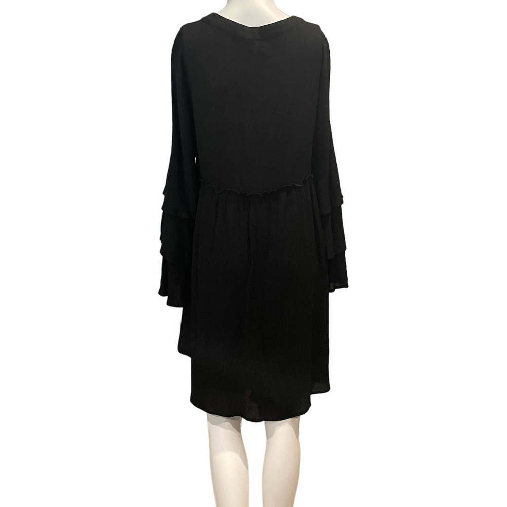 L Love Womens Flowy Dress Size S Black 100% Rayon Lined Lace-Up Neckline - Picture 4 of 11